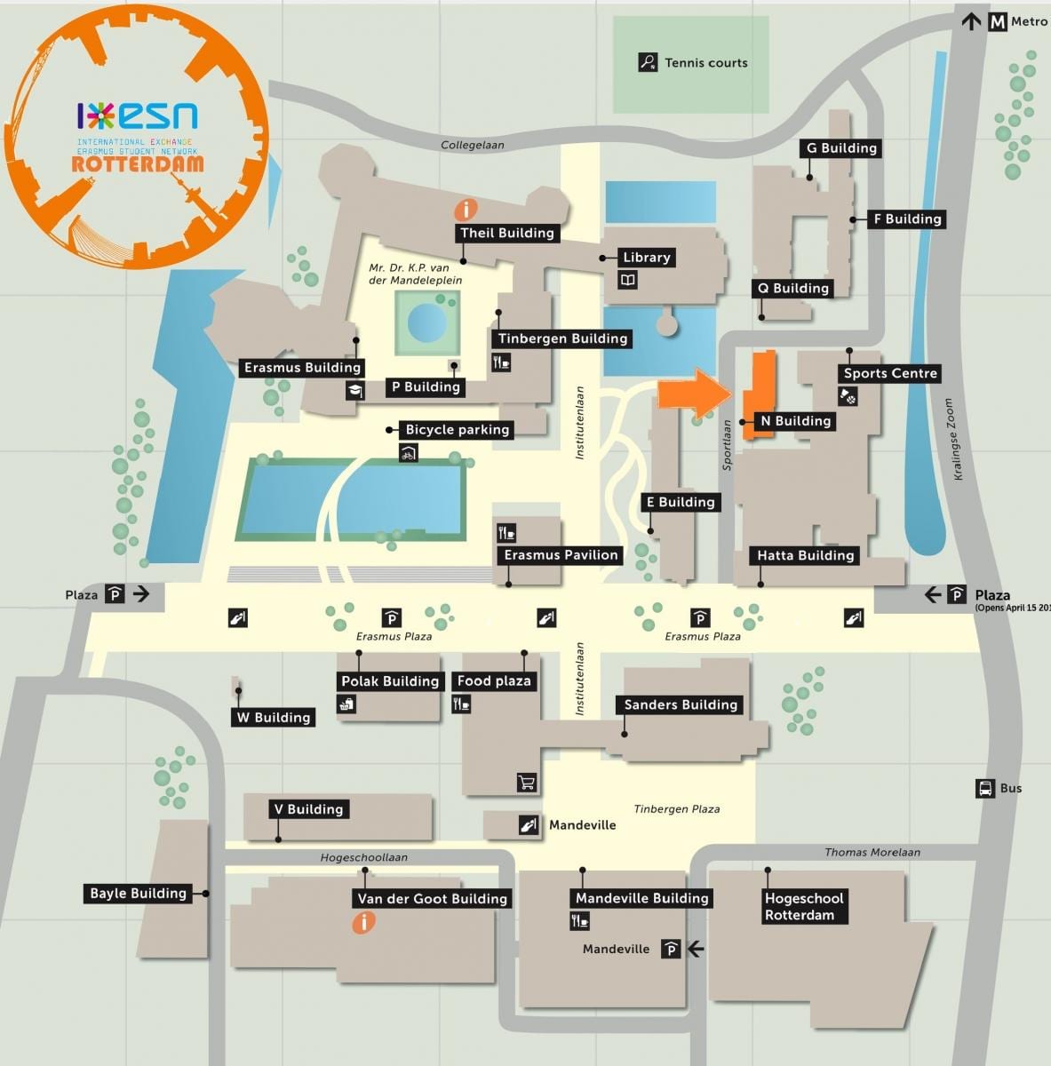 Mapa erasmus unibertsitate-Rotterdam 