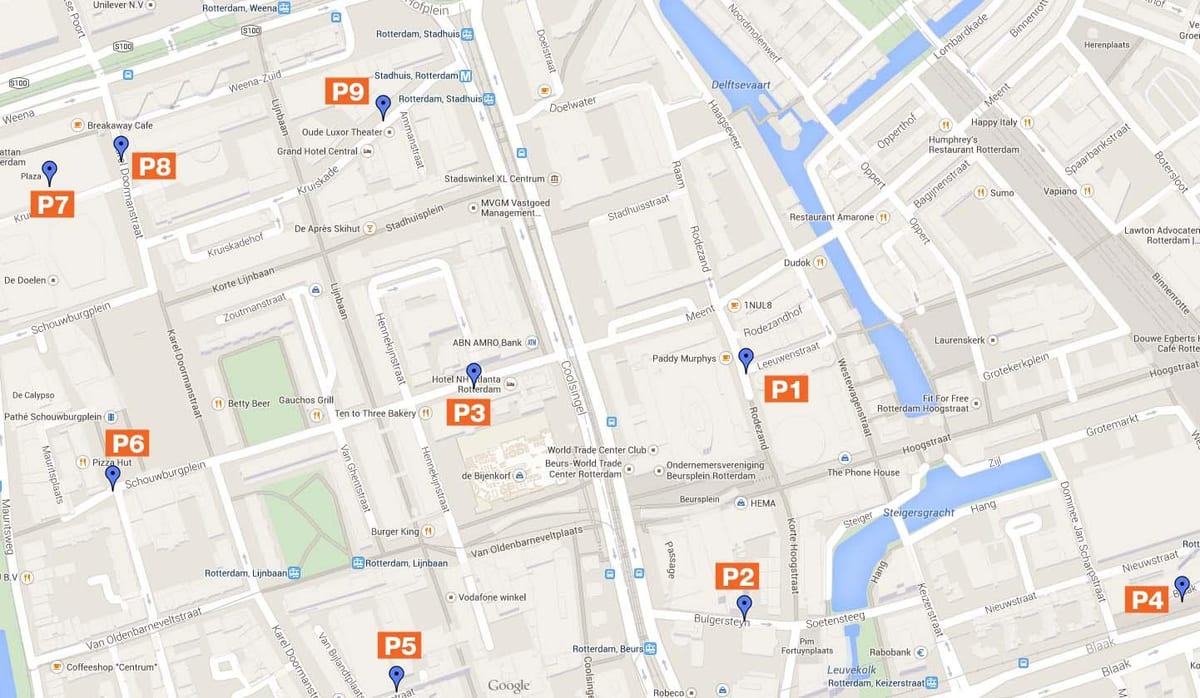 Mapa Rotterdam aparkatzeko tokiak 