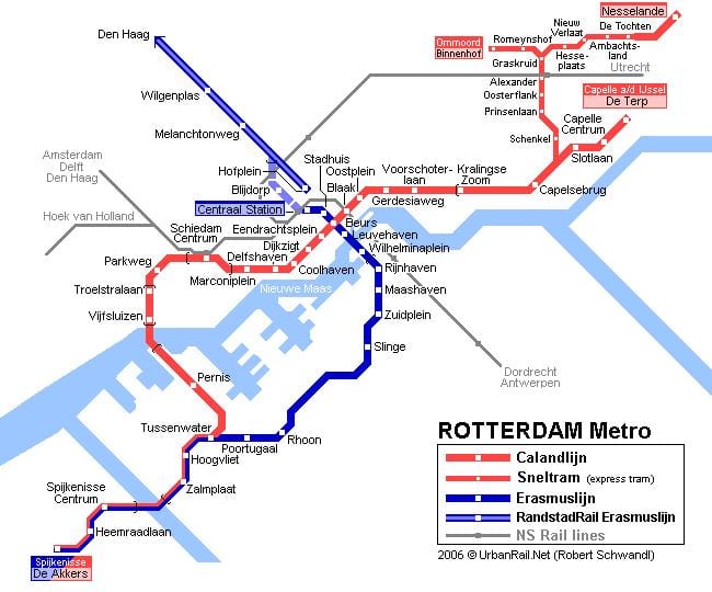 Rotterdam garraio publikoaren mapa