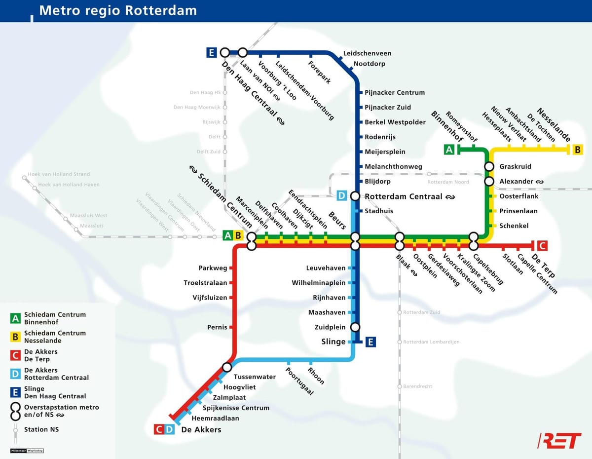 Rotterdam metroa mapa
