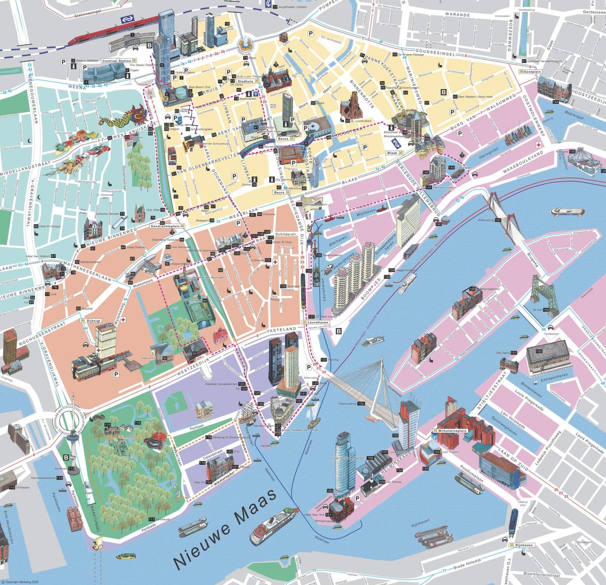 Mapa Rotterdam turismo erakargarritasun 
