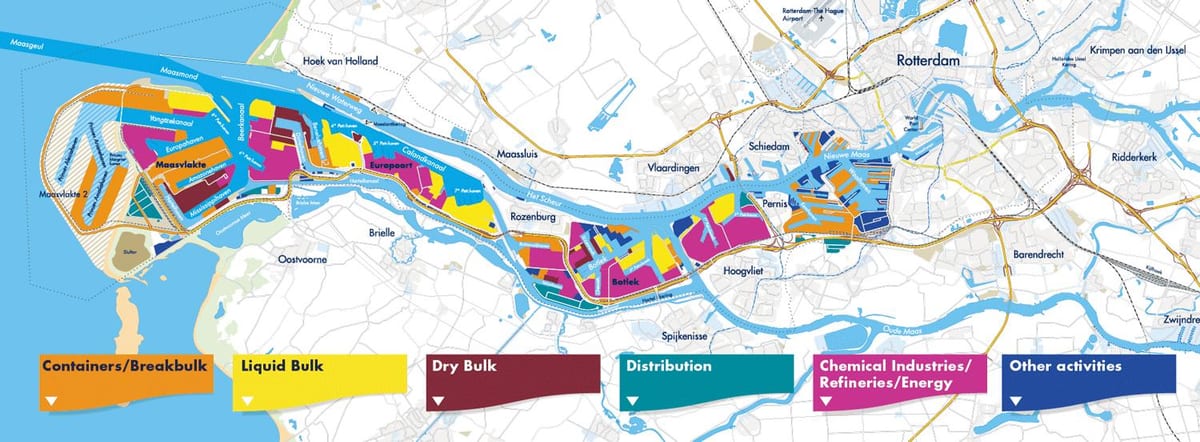 Mapa Rotterdam-portua 